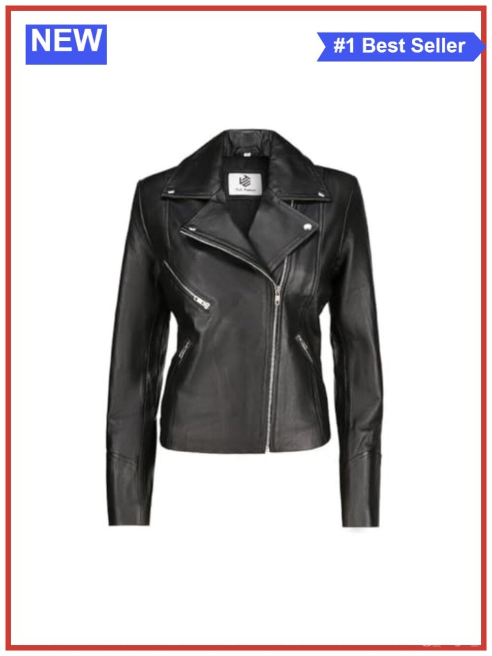 Genuine Leather Motorcycle Biker Jacket Women Slim Zip Moto Coat
